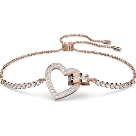 Swarovski Lovely Heart Bracelet - White with Rose Gold Plating 5636443