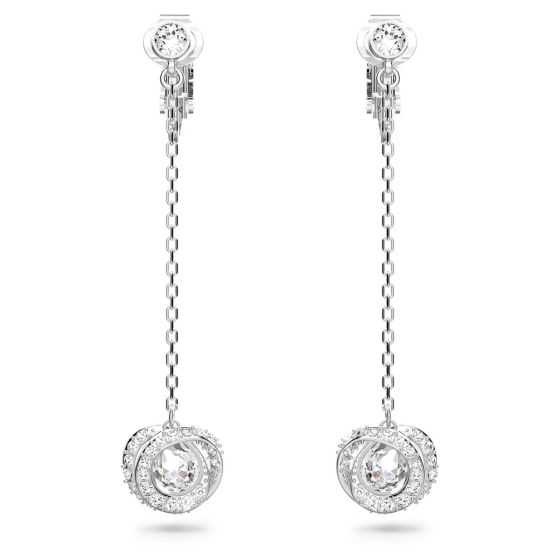 Swarovski Generation Clip Earrings - White and Rhodium Plated 5636510