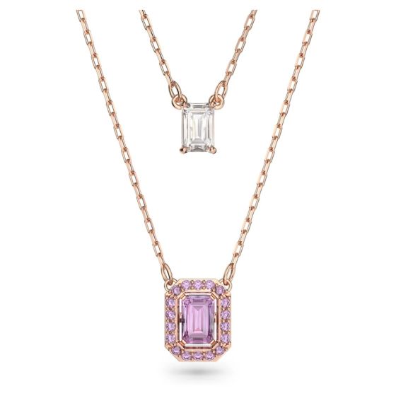 Swarovski Millenia Octagon Double Necklace - Purple Rose Gold Tone Plated 5640558