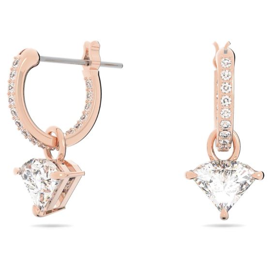 Swarovski Ortyx Hoop Earrings Triangle Cut - White Rose Gold Tone Plated 5643738