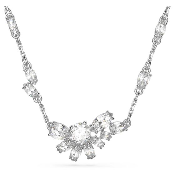 Costume imitation rhodium swarovski single flower necklace outlet
