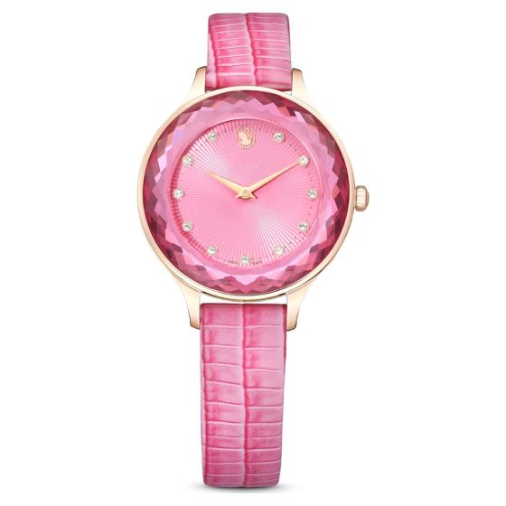 Swarovski Octea Nova Leather Strap Watch - Pink with Rose Gold Plating 5650030