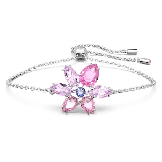 Swarovski Gema Flower Bracelet - Pink with Rhodium Plating 5658396