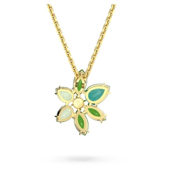 Buy Swarovski Gema Flower Pendant - Green with Gold Tone Plating Online