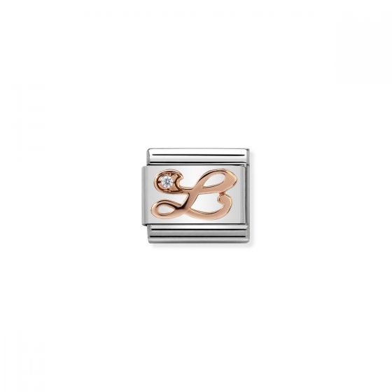 Nomination Rose Gold and Zirconia Classic Letter Charm - L