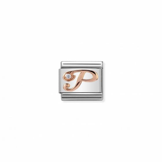 Nomination Rose Gold and Zirconia Classic Letter Charm - P