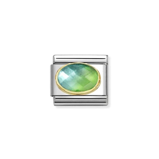 Nomination Faceted Stone Charm with Gold Border - Blue Green 030612/037