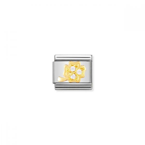 Nomination Gold and Zirconia Four Leaf Clover Charm - 030310/18
