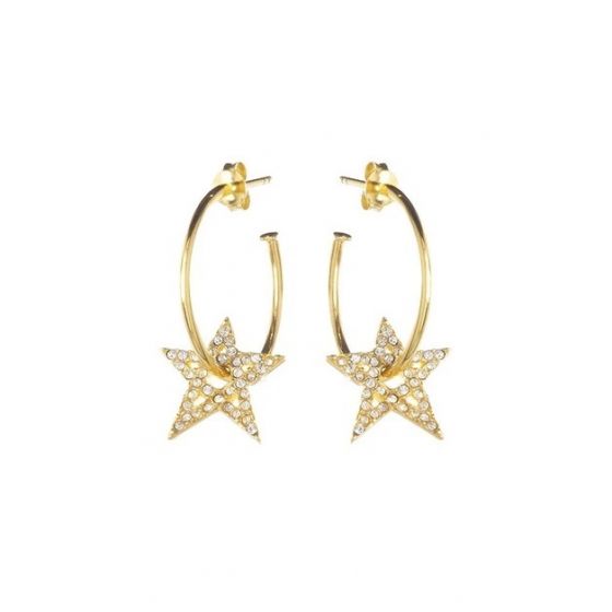Annie Haak Clear crystal Star Hoop Gold Earrings E0173PR