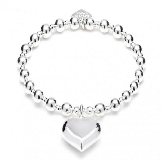 Annie Haak Orchid Silver Charm Bracelet - Puffed Heart