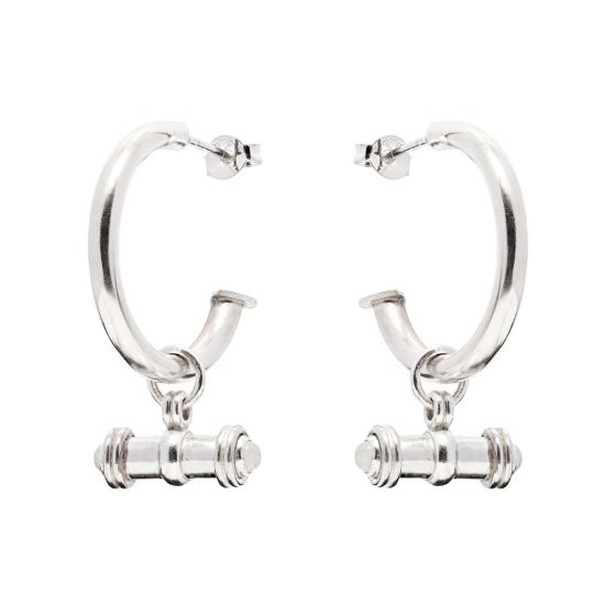 Annie Haak Solid Bar Silver Hoop Earrings - Moonstone