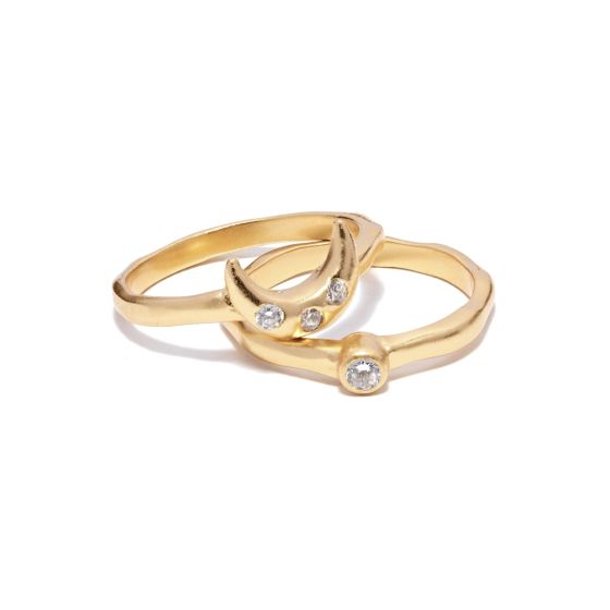 Annie Haak Crystal Moon Gold Ring Stack