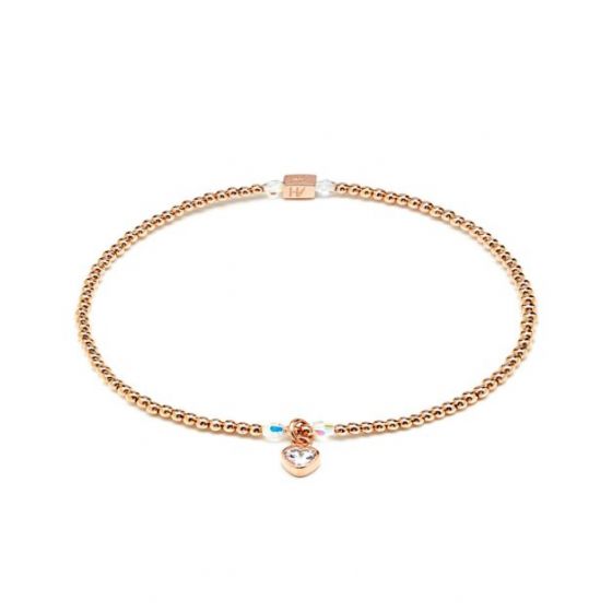 Annie Haak Blissful Swarovski Heart Crystal Rose Gold Charm Bracelet 