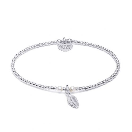 Annie Haak Bulu Silver Charm Bracelet - Pearl and Feather