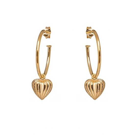 Annie Haak Lined Heart Gold Hoop Earrings
