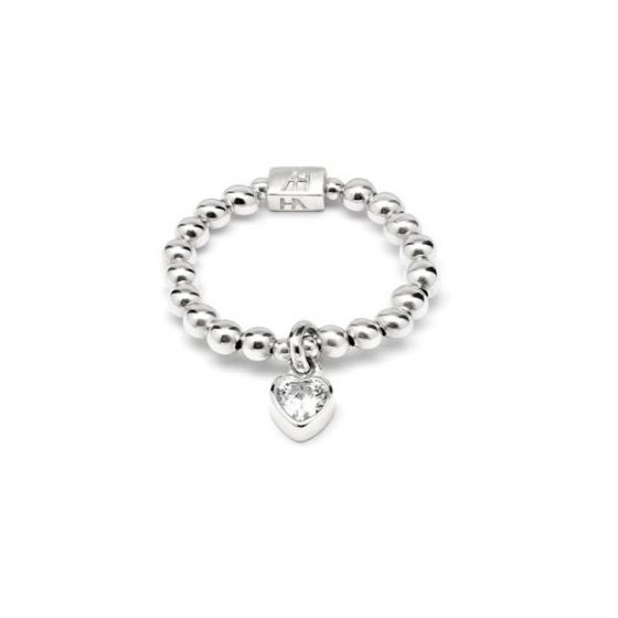 Annie Haak Mini Charm Silver Ring - Crystal Heart R0114