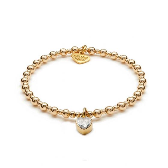 Annie Haak Mini Orchid Gold Charm Bracelet - Crystal Heart
