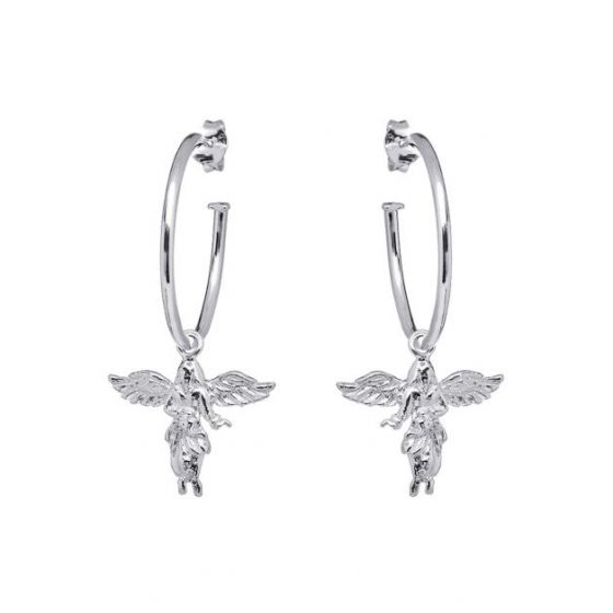 Annie Haak My Guardian Angel Silver Hoop Earrings E0151