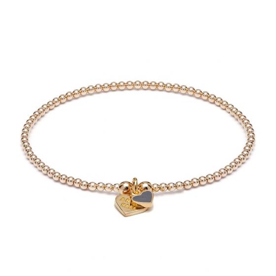 Santeenie Gold Charm Bracelet - Charcoal Heart B2071 17