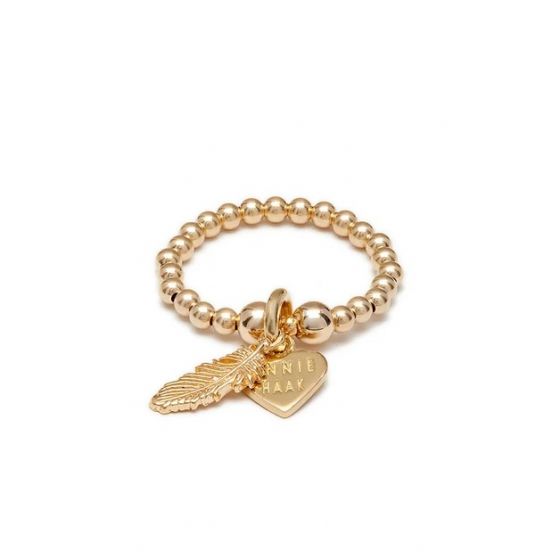 Annie Haak Santeenie Gold Charm Ring - Feather