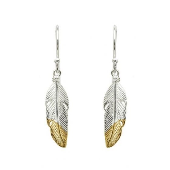 Annie Haak Silver and Gold Dipped Feather Earrings E0066