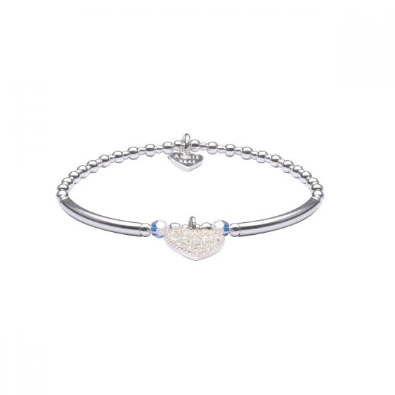 Annie Haak Siska Silver Charm Bracelet - Clear Crystal Heart