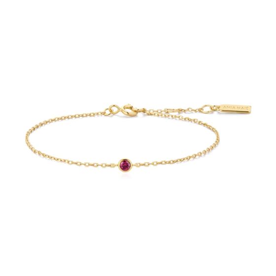 Ania Haie Crimson Solitaire Gold Bracelet. Item code B071-01G.