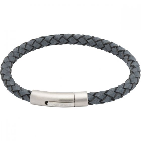 Unique and Co Men's Leather Bracelet, Antique Blue 