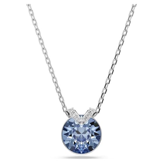 Swarovski Bella V Pendant Round Cut - Blue with Rhodium Plating - 5734232