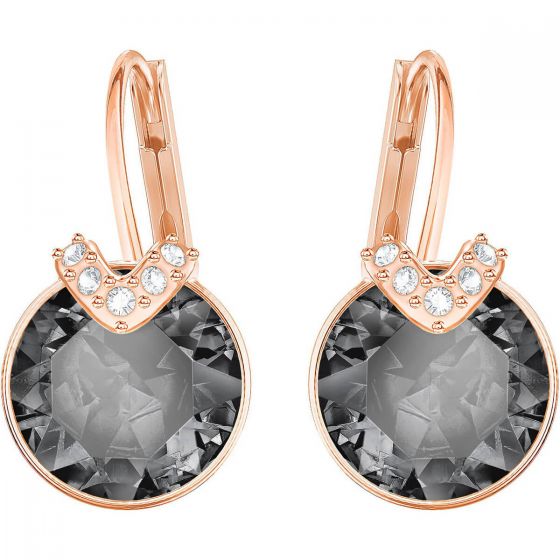 Swarovski Bella V Pierced Earrings, Grey, Rose Gold Plating 5299317