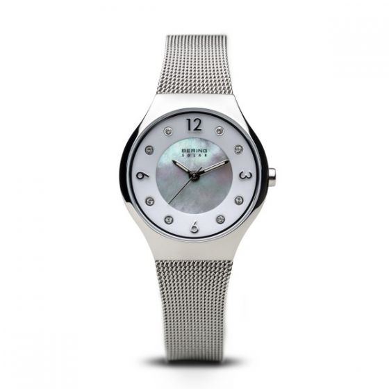Bering Ladies Solar Polished Silver Watch - 14427-004
