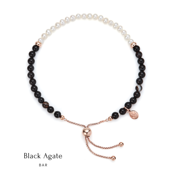 Jersey Pearl Sky Bracelet, Bar Style in Black Agate