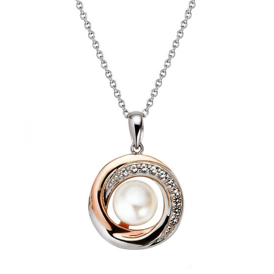Jersey Pearl Camrose Pendant, Sterling Silver and Rose Gold Plating