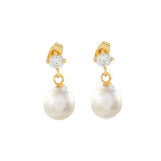 Shyla Cassandra Pearl and Zirconia Drop Earrings