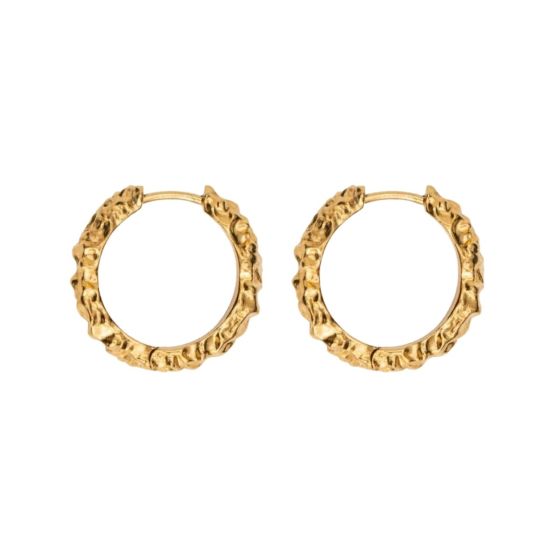 IX Crunchy Edge Hoop Earrings - Gold DMB0331GD