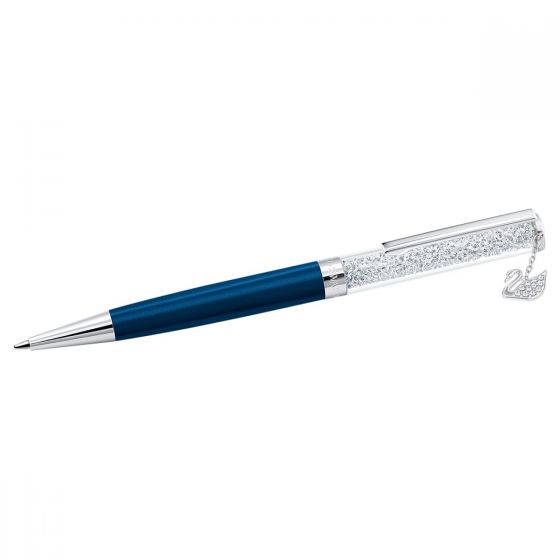 Swarovski Crystalline Ballpoint Pen with Swan Charm - Navy with Chrome Plating 5526880