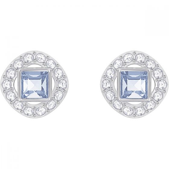 Swarovski Angelic Square Pierced Earrings, Blue, Rhodium Plating 5352048