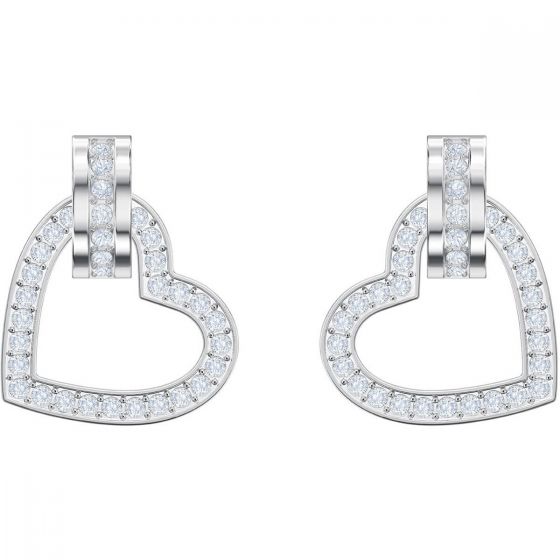 Swarovski Lovely Pierced Earrings, White, Rhodium Plating 5466756