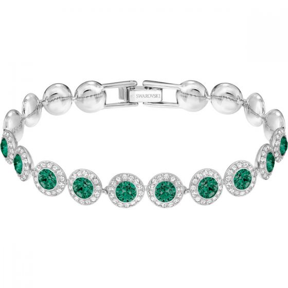 Swarovski Angelic Bracelet, Green, Rhodium Plating 5237769