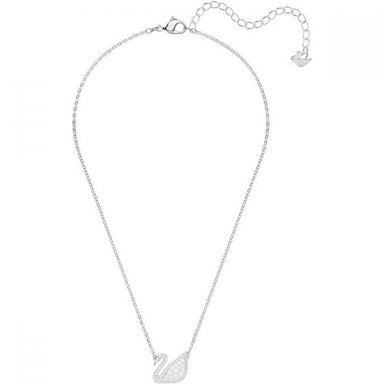 Buy Swarovski Iconic Swan Necklace - White with Rhodium Plating Online