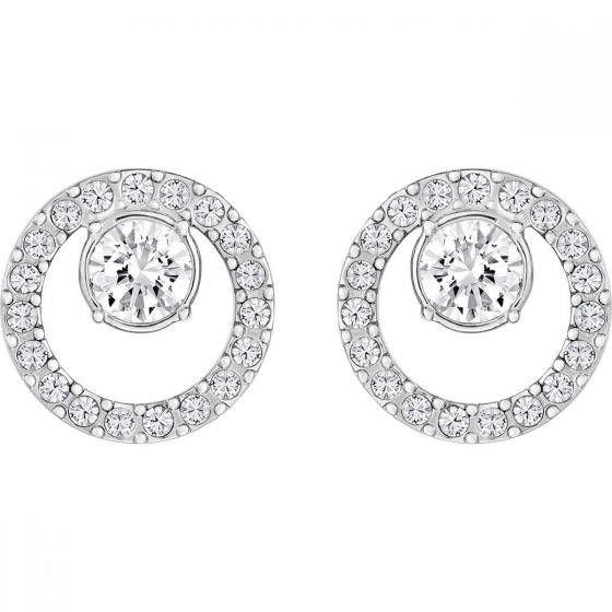 Swarovski Creativity Circle Pierced Earrings, Small, White, Rhodium Plating 5201707
