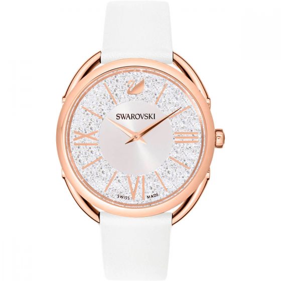 Swarovski Crystalline Glam Watch, Leather Strap, White, Rose Gold Tone 5452459