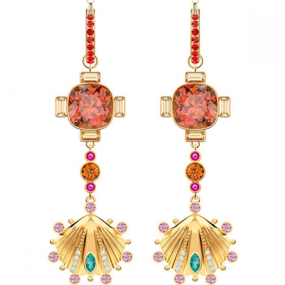 Swarovski Lucky Goddess Shell Pierced Earrings, Multi-Coloured, Gold Plating 5451301