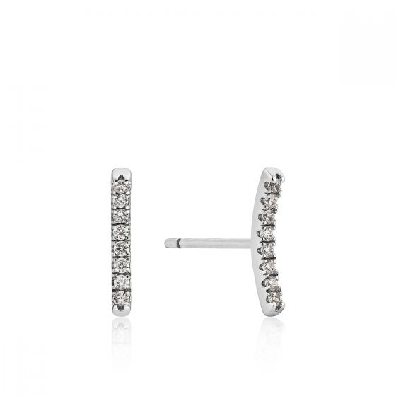 Ania Haie Shimmer Pave Bar Stud Earrings - Silver E003-06H