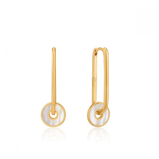 Ania Haie Mother of Pearl Disc Hoop Earrings - Gold E022-04G