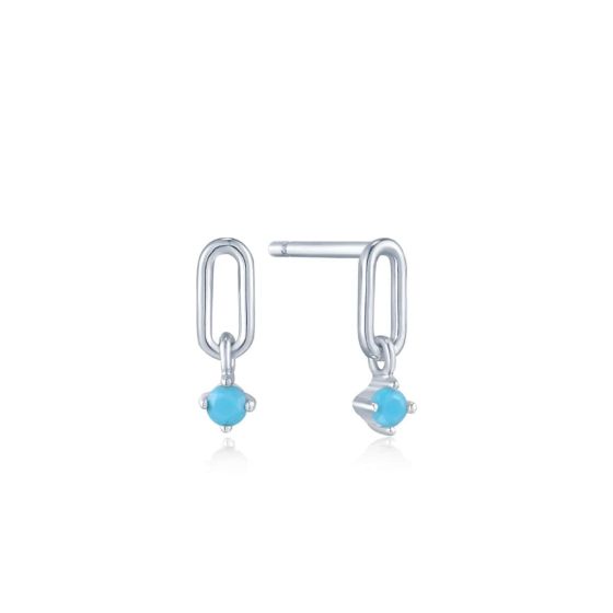 Ania Haie Turquoise Link Stud Earrings - Silver - E033-02H