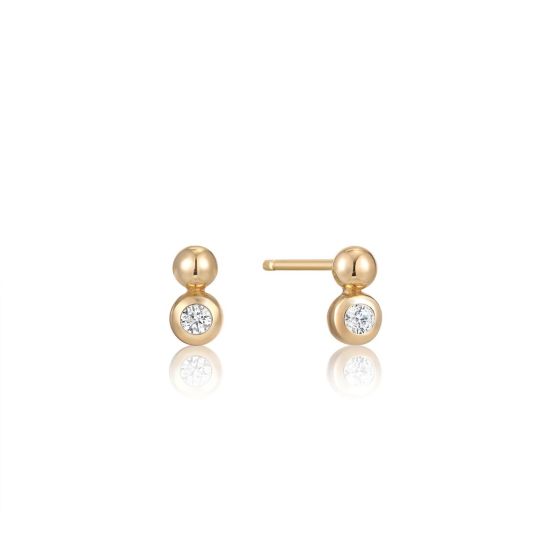 Ania Haie Gold Orb Sparkle Stud Earrings - E045-01G-CZ