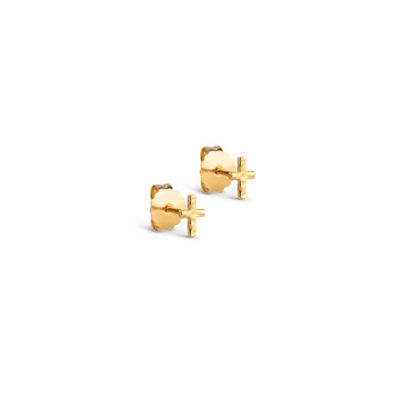 Enamel Copenhagen Protective Cross Gold Stud Earrings E408G