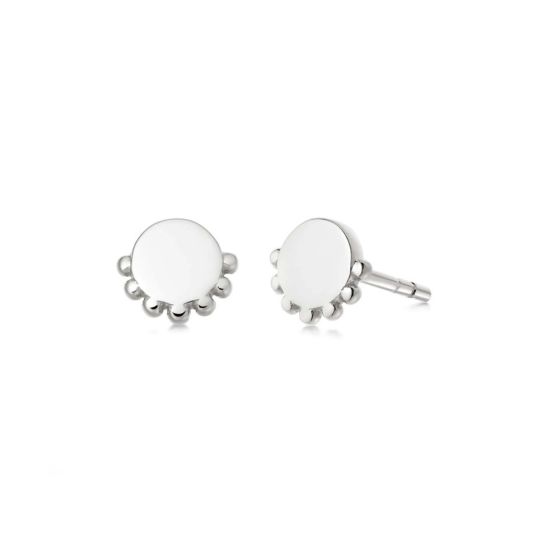 Daisy Stacked Round Beaded Stud Earrings - Silver EB8019_SLV