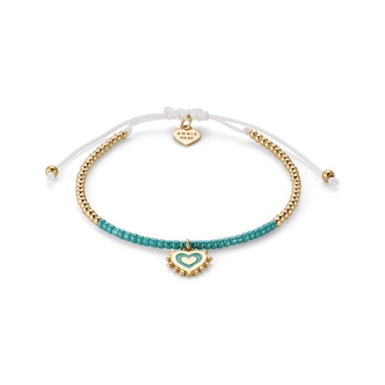 Annie Haak Enamel Heart Gold Plated Friendship Bracelet - Turquoise